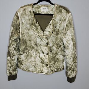 Marrakech Quilted TieDye Moto Jacket Olive Green M